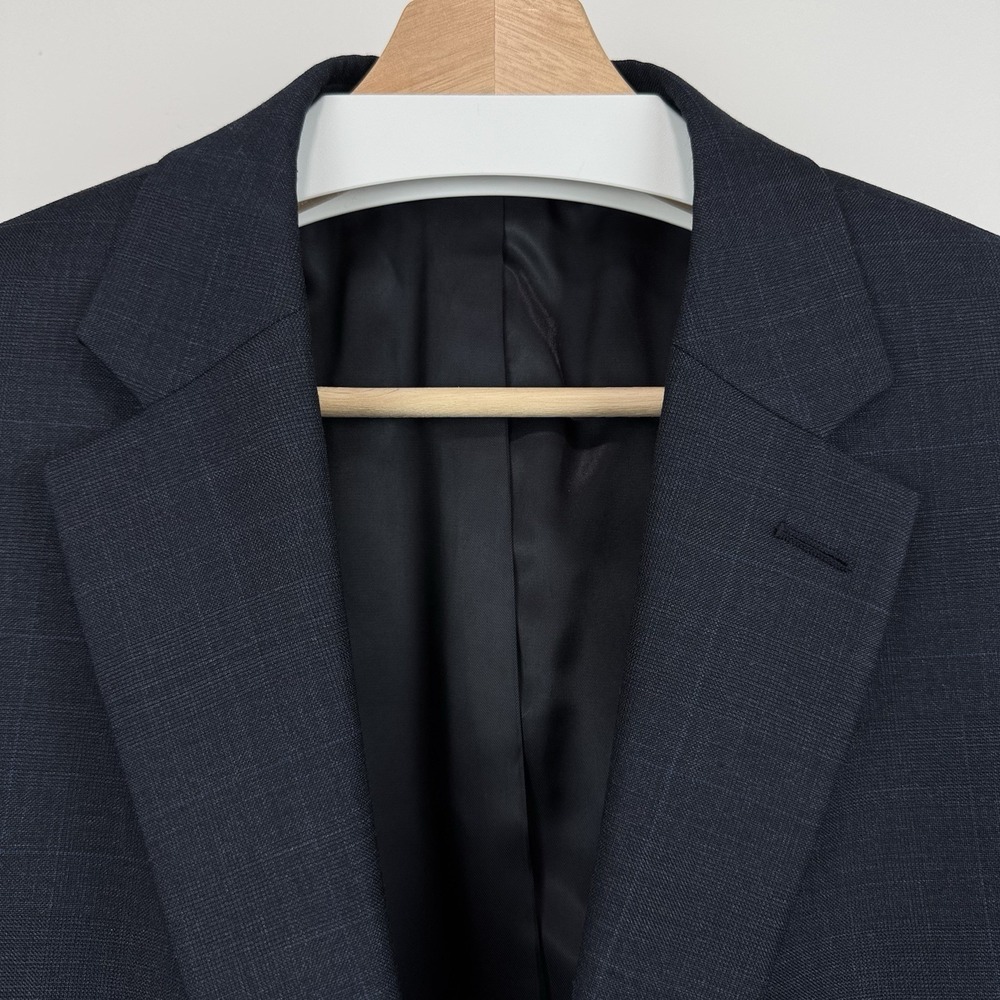 Lauren Ralph Lauren Mens 44R Navy Wool Blazer Sport Coat Glen Plaid Two Button